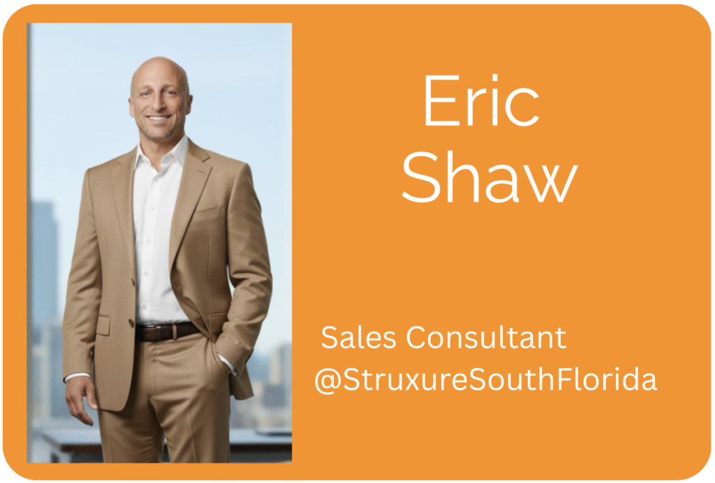 Eric Shaw, Sales Consultant at StruXure South Florida, professional headshot on an orange branded profile card