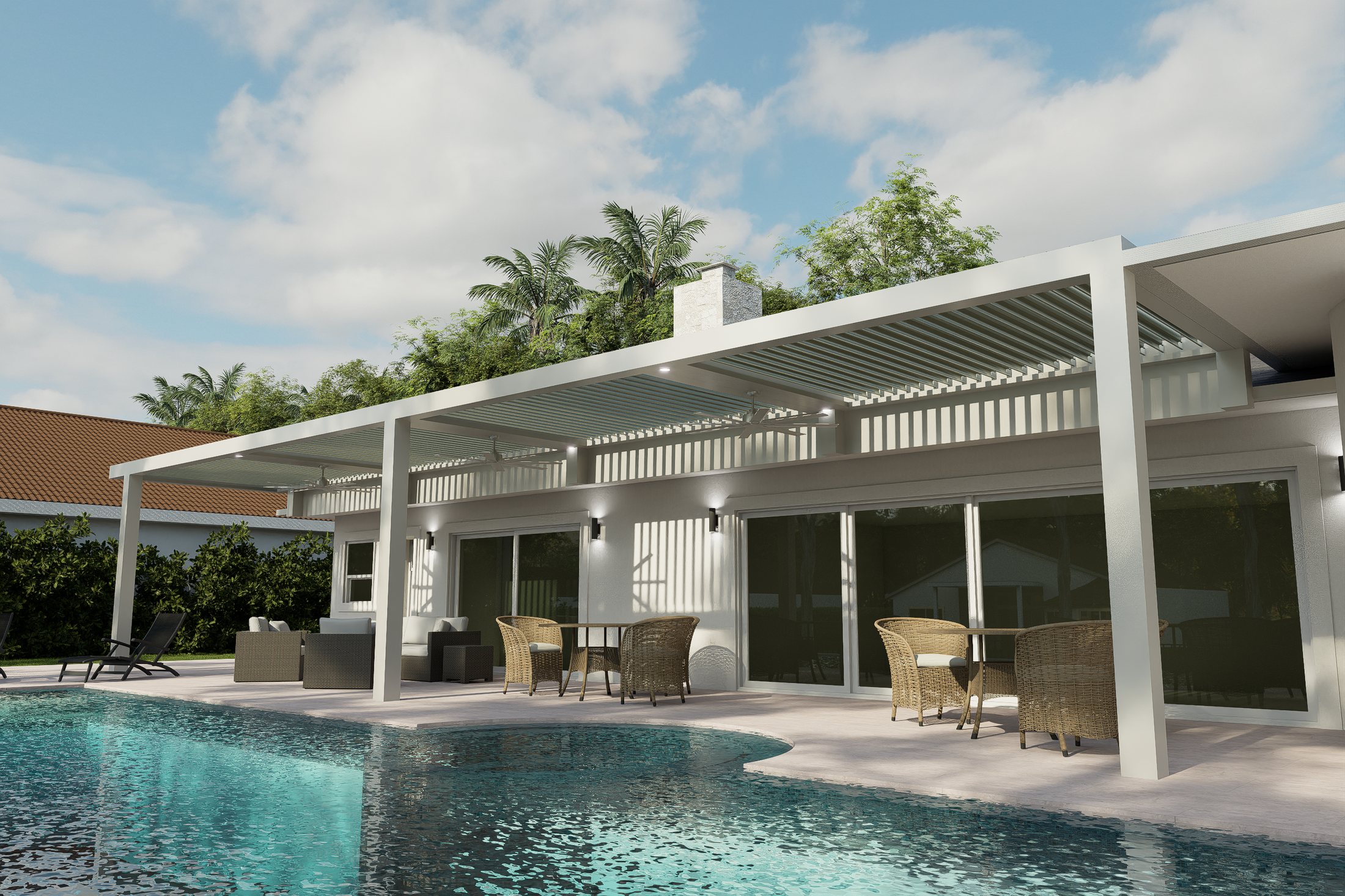 Poolside elevation rendering