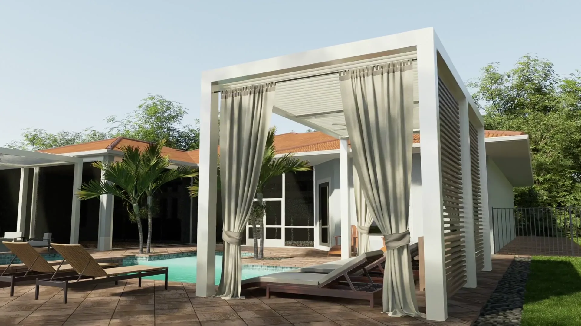 Option 3, poolside cabana pergola