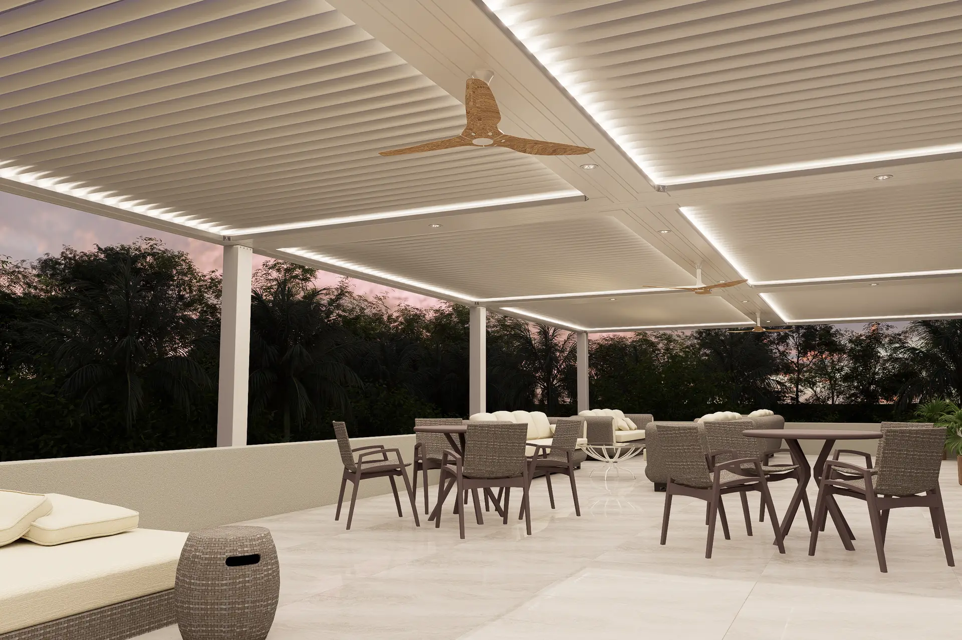 Dining area at dusk